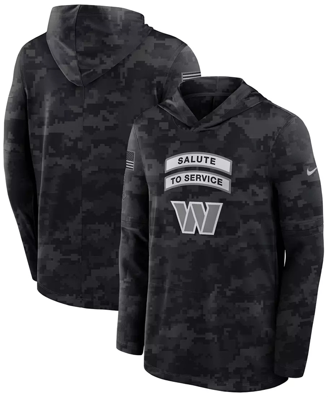 Men's Black Washington Commanders 2026 Salute to Service Sideline Lightweight Hoodie Dri-FIT Long Sleeve Top
